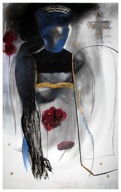 roses,pastel sec,collage,Them,Galerie Clark