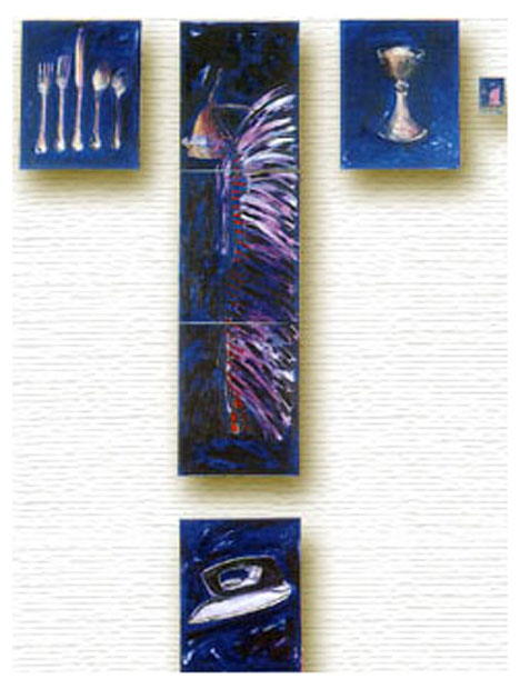 sacr� , profane,salle alfred pellan, acrylique sur toile, Peinture.Ponctuation 